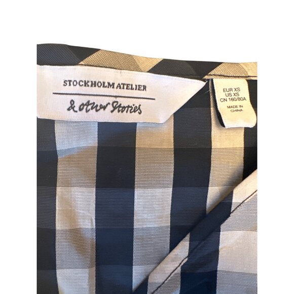 Gingham Tiered Midi Dress XS & Other Stories Anthropologie Cottage Country - Picture 3 of 6